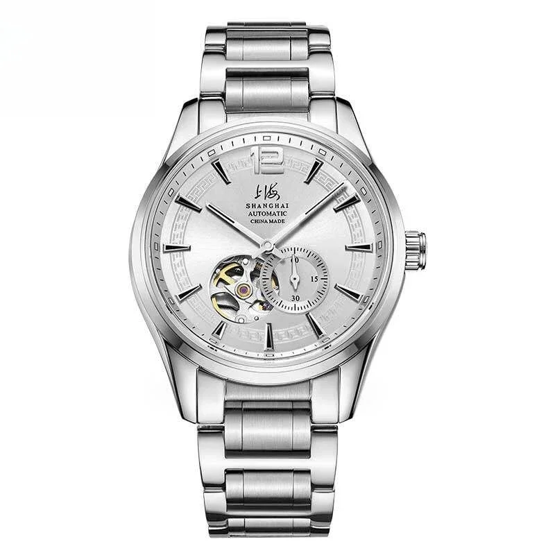 

Shanghai Watch Men's Hollow Casual Steel Belt Waterproof Fashion Trend Mechanical Watch X710