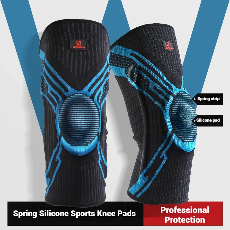 WOSWEIR-Men's And Women's Basketball Knee Pads with Silicone Springs Patella Joint Protective Cover for Fitness Sports Running