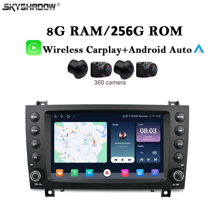 8G+256G DSP Carplay Auto Android 13 IPS Car DVD Player GPS Map WIFI Bluetooth RDS Radio For Benz SLK 200K 300 280 350 2004-2009