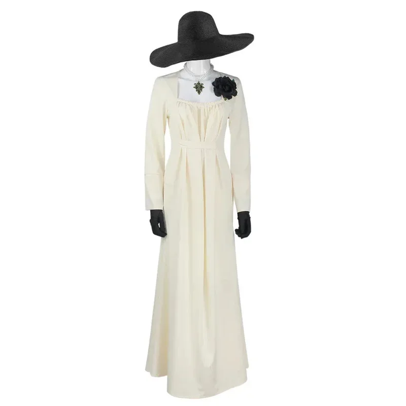 

NewLady Dimitrescu Cosplay Costume Chatelain Alcina Biohazard Comesse Sexy Halloween Party Vampire Clothes Dress Neacklace TC544