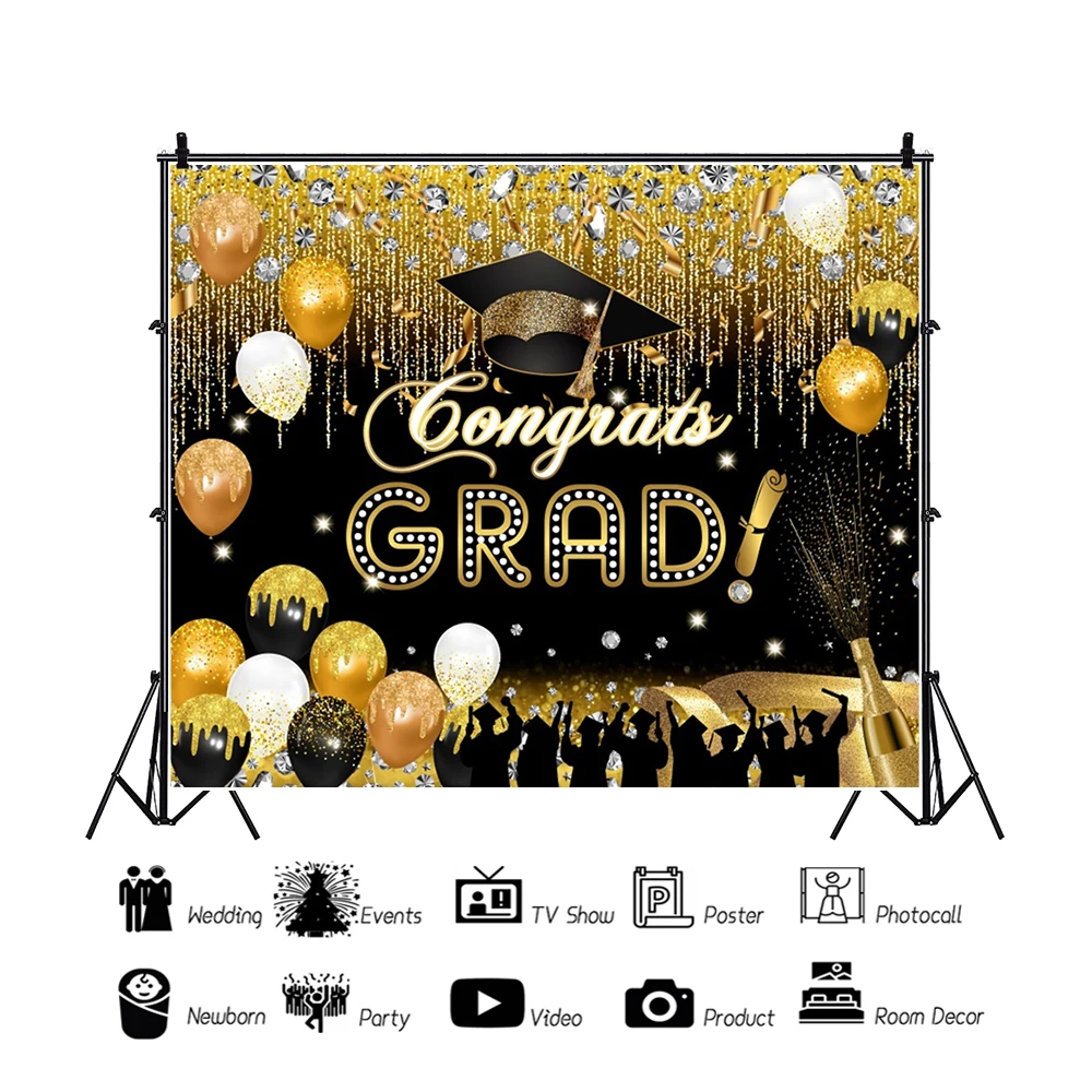 Tốt Nghiệp Phông Nền Chúc Mừng Tốt Nghiệp Nón Ánh Sáng Vàng Bokeh Nền Chụp Ảnh Cho Studio Ảnh Vincy Photophone