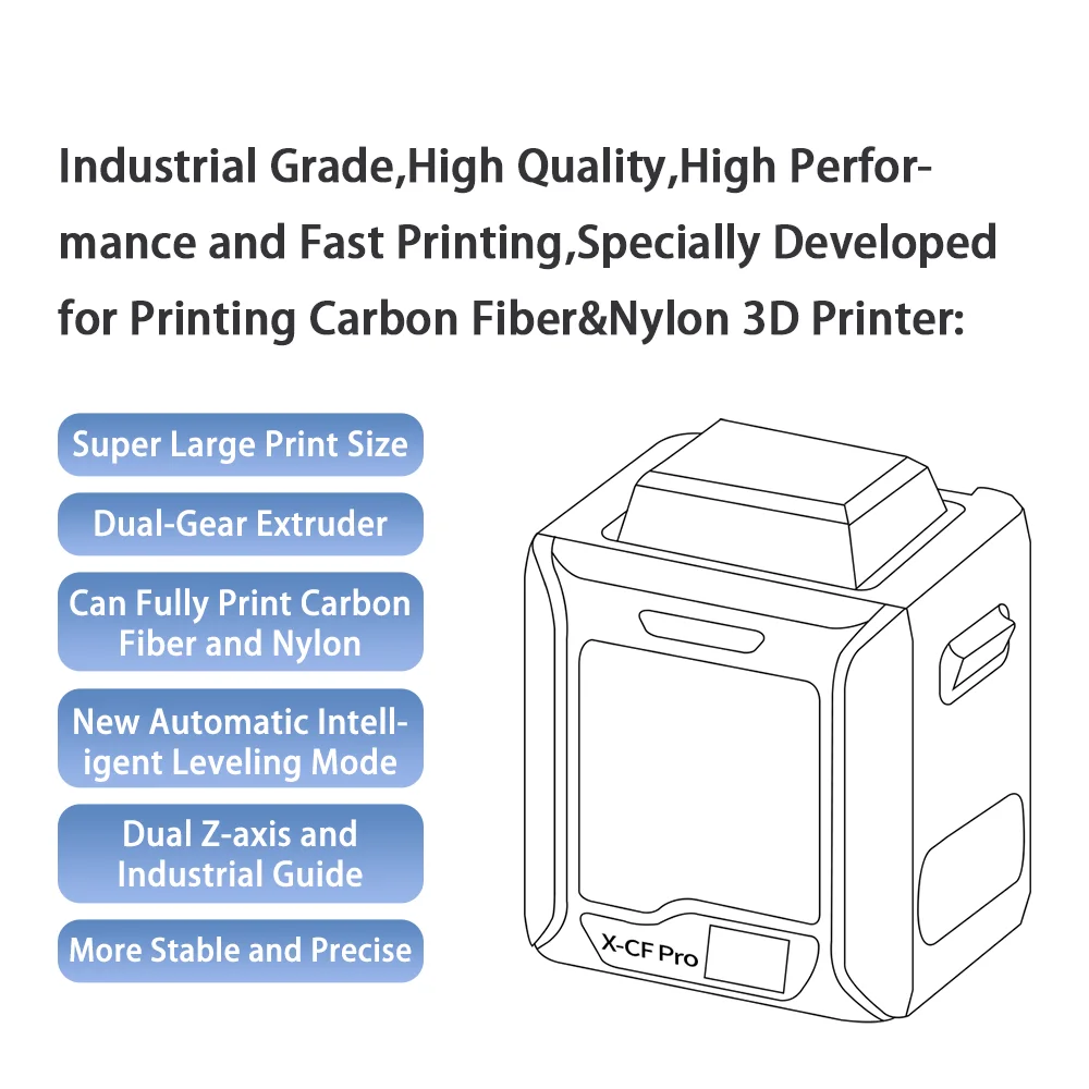 QIDI TECH Dropshipping TOP 10 latest X-CF Pro Auto Leveling 300*250*300mm desktop 3D Printers fdm 3d printer