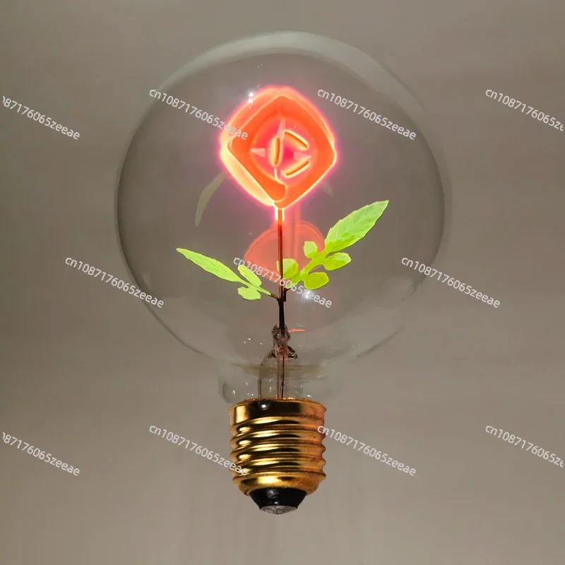 

Rose Light Bulb Creative Art Flame Energy Saving Decoration Atmosphere Small Night Lamp E27 Screw Holder