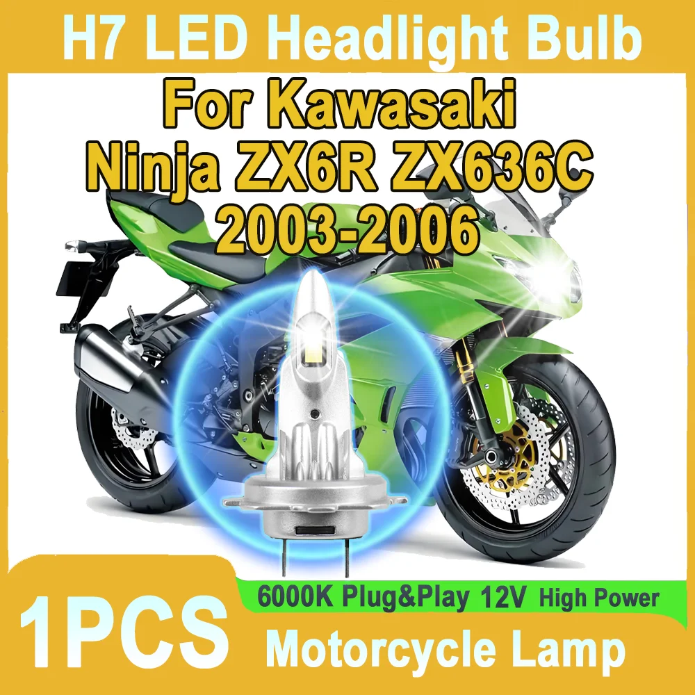 

H7 10000LM Canbus Error Motorcycle Led Light Led Headlight Free 12V Plug And Play For Kawasaki Ninja ZX6R ZX636C 2003-2006 2004