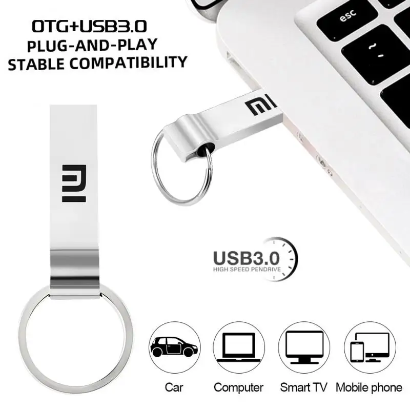 Xiaomi MIJIA Type C Pen Drive OTG 2TB USB 3.0 Flash Drive For Phone Android 1TB 128GB 512GB Pendrive Siliver Memory Stick