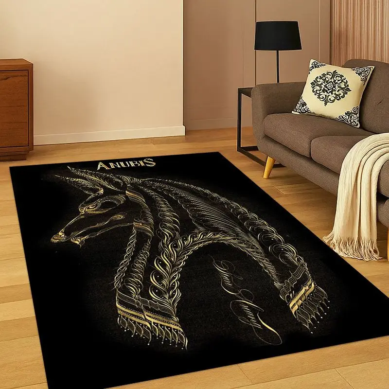 Ancient Egypt Death Anubis Pharaoh Cartoon Carpet Rug for Bedroom Living Room Sofa Playroom Doormat Home Decor,Area Rug Non-slip