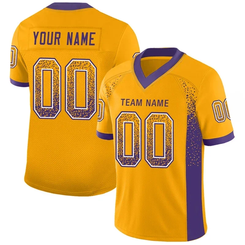 Customized Football Jersey for Men Yellow Series Personlized Football Short Sleeves Athletic Tee Shirts Unisex Top