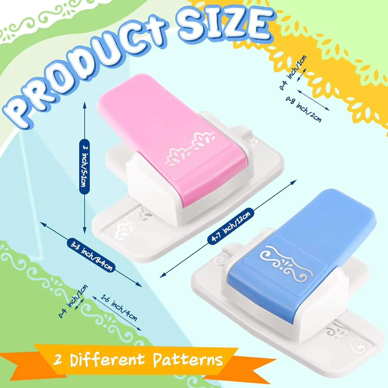 2 Piece Paper Craft Punch Set Flower and Border Shape Punches for DIY Greeting Cards Scrapbooking Handmade Gift Card Decorating