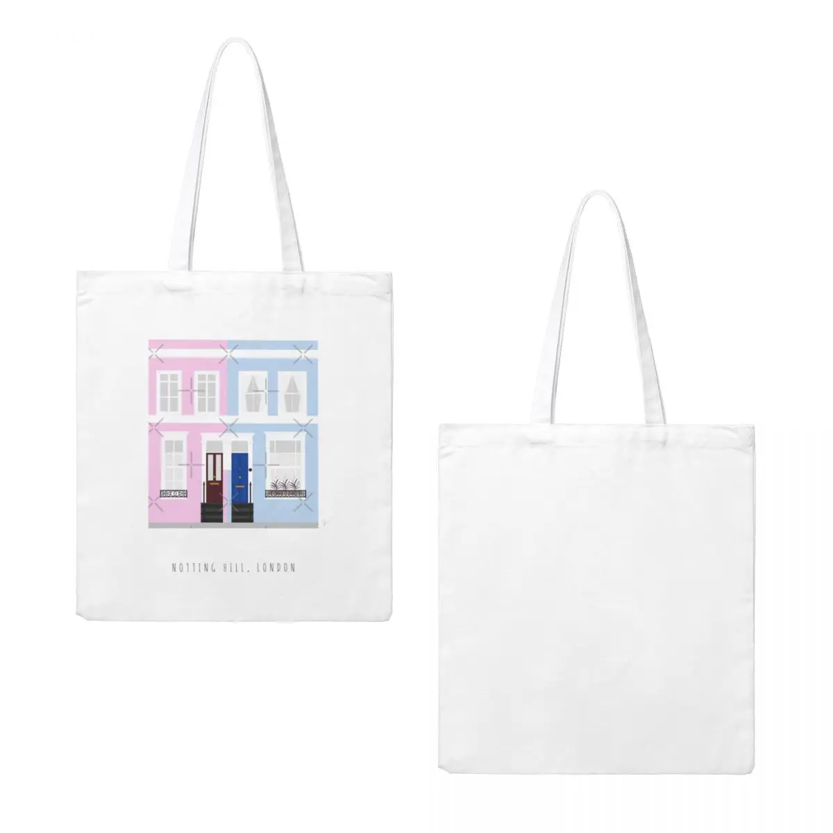 Colorful Houses In Notting Hill London England Portable Shopping Bags Lunch Bags Gifts For Women