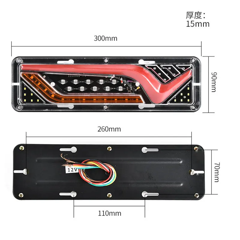 2 قطعة 12 فولت/24 فولت سيارة مقطورة الشاحنات أضواء خلفية سيارة LED الخلفية الذيل ضوء تشغيل بدوره إشارة المصابيح الخلفية شاحنة حافلة الضوء الخلفي أجزاء