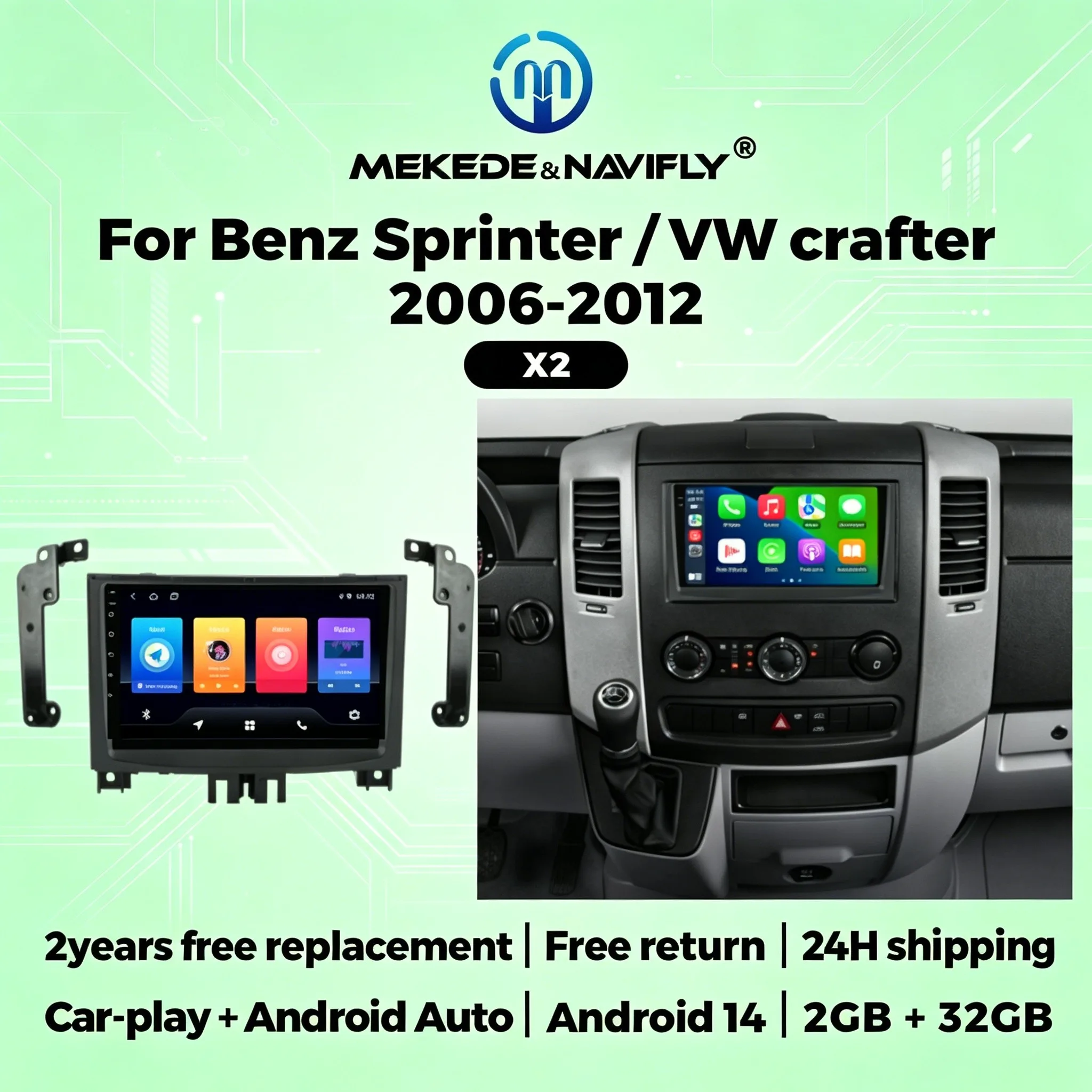 

Car Radio Stereo Multimedia Player For Benz Sprinter Volkswagen Crafter 2006-2012 Android Auto Audio System GPS Navigation WIFI