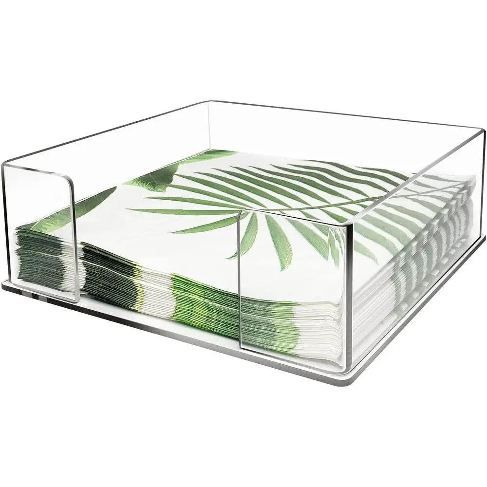 Square Napkin Holder, 7x7'' Dispenser for Kitchen, Dining, and Events