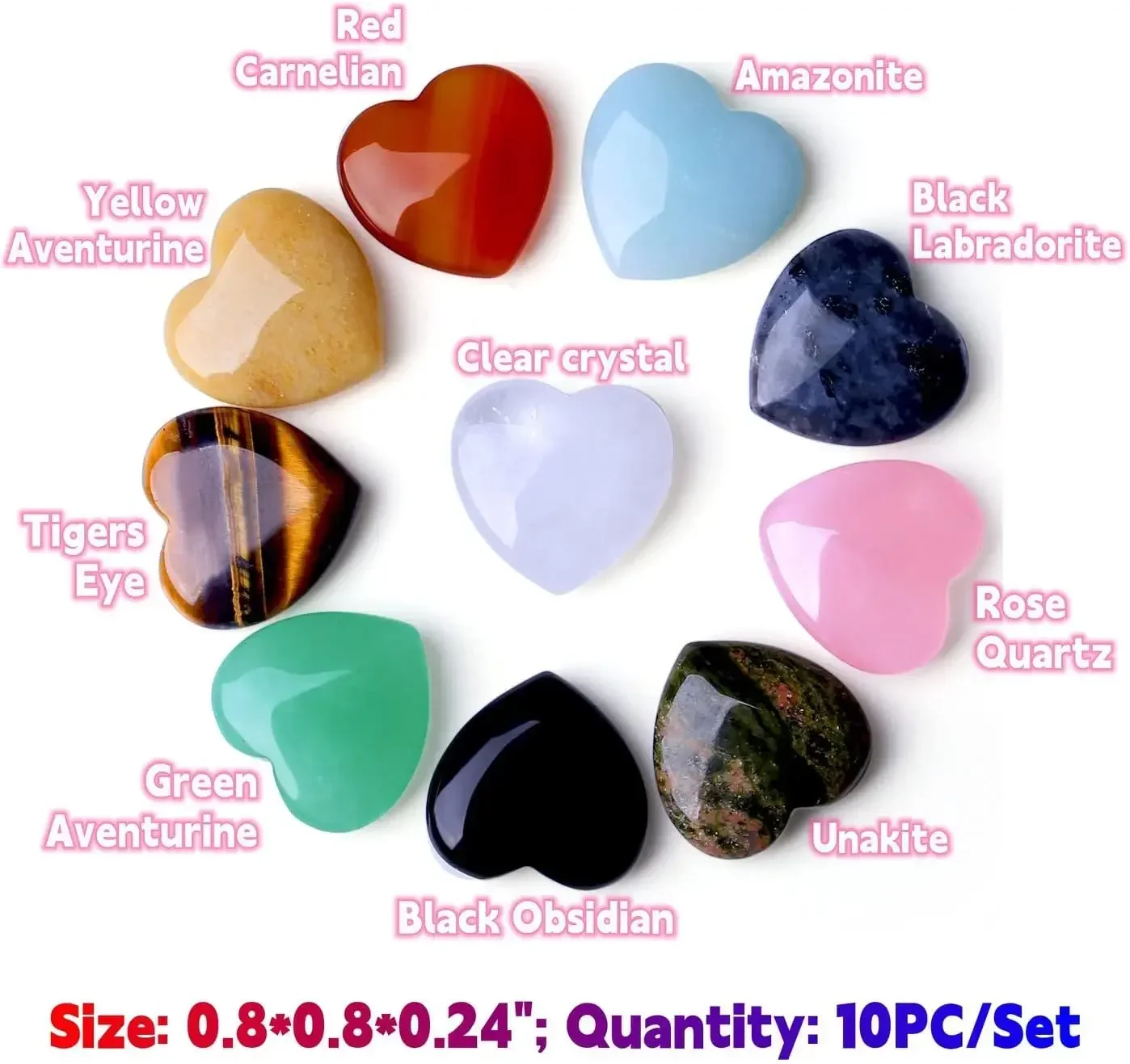 DIXSG DIY Crafts 20mm Natural Mini Heart Shaped Stone Healing Crystal Amethyst Gemstone Home Decor Jewelry Accessories Gift