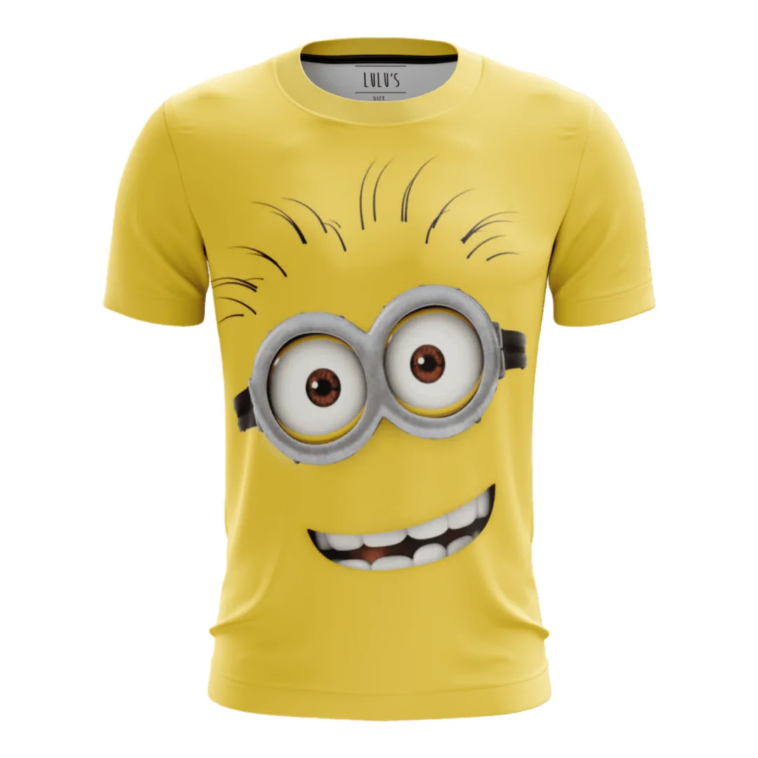 Camiseta Potdemiel Despicable Me Minions Bob con estampado integral de cara sonriente para adultos y niños, camiseta familiar de verano de secado rápido, suave, cómoda y ligera