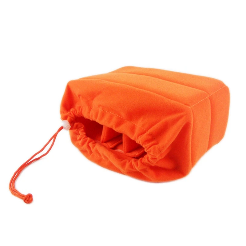 Camera Bag Camera Insert Bag With Drawstring Adjustable Divider Camera Lens Soft Bag For Nikon,Canon,Sony Orange
