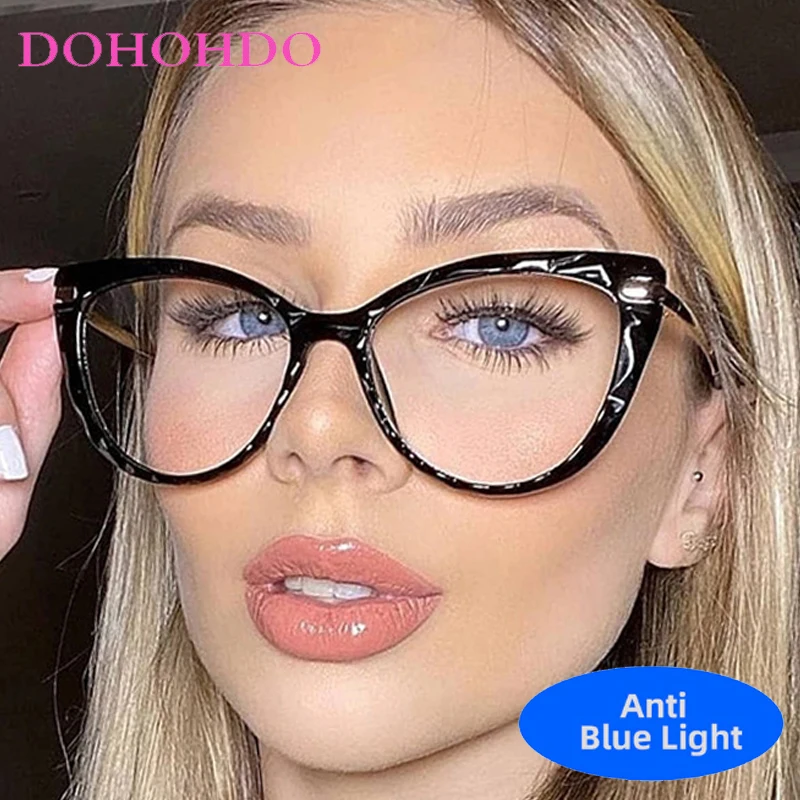 Trendy TR90 Big Cat Eye Merk Designer Blauw Licht Blokkeren Bril Voor Vrouw Man Optische Bril Voor Computer Gebruik Lentes О www