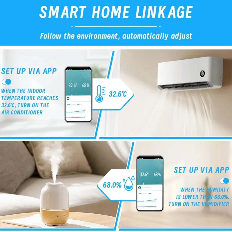 Tuya WiFi درجة الحرارة والرطوبة المنزل الذكي ميزان الحرارة الرطوبة APP إنذار عن بعد العمل مع Alexa Google Home