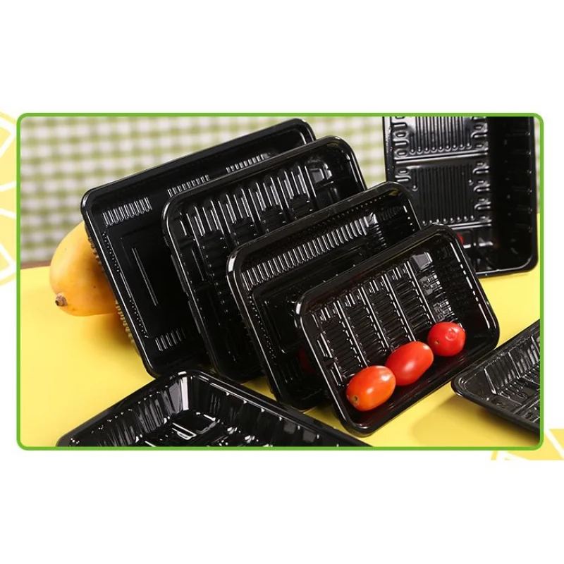 [قابل للتصرف] تخزين خضروات الفواكه السوداء القابل للتصرف، سترة اللحوم الطازجة، تخزين الأطباق السوداء الضحلة