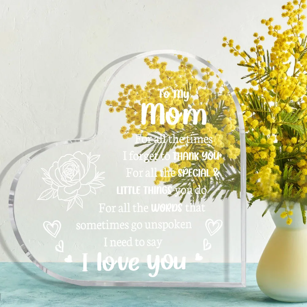 1pc Acrylic 'i Love You Mom' Commemorative Item, Mother's Day Birthday Present, Lovely Decoration Gift For Mom