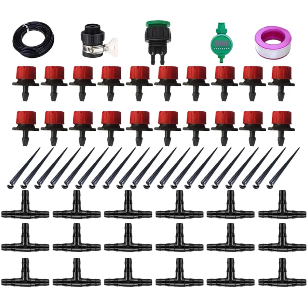 25 Meter Drip Irrigation System for Balcony Gardens - Automatic Timer-Compatible Kit for Potted Plants and Terraces