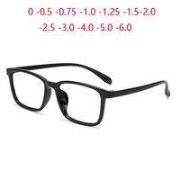 Gafas Retro TR90 antiluz azul para miopía, gafas graduadas cuadradas con montura negra para miopía de 0-0,5-0,75 a-6,0