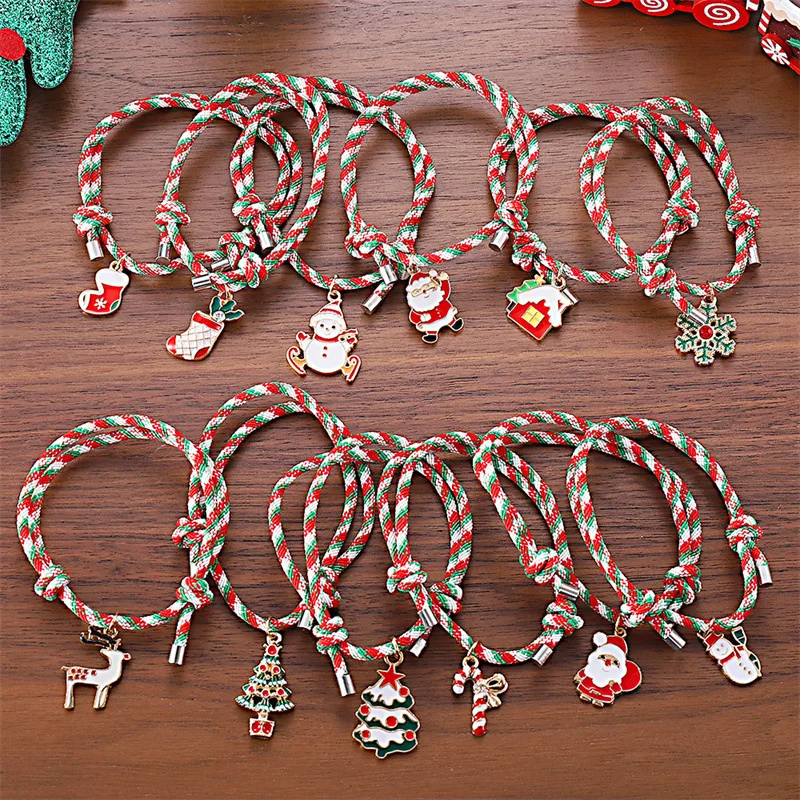 15PCS New Hot Selling Christmas Cartoon Cute Color Bracelet Personalized Creative Holiday Elements Pendant Bracelet