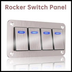 Waterproof Switch Panel 12v Rocker Switch Panel  Universal ON-OFF 12v Switch Panel  with Blue Light for Marine Boat Car