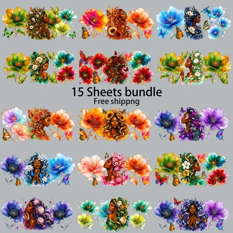 15pcs Freeship Fashion Girls Power 16oz UV DTF Sticker Waterproof DIY Decals 3D transfer uvdtf tumbler sticker uv dtf cup wrap