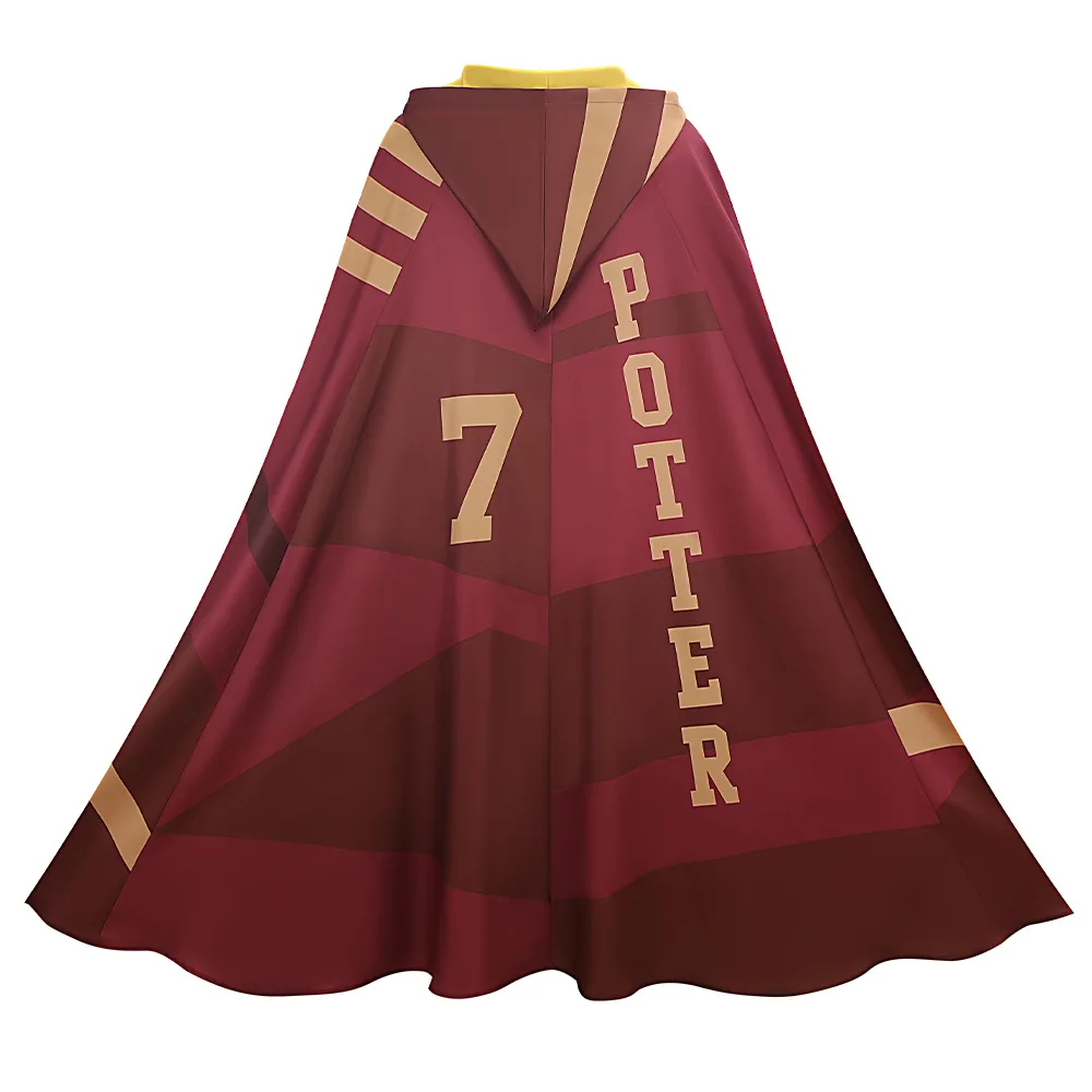 2026 New Potter Gryffindor Quidditch 7 Cape Cosplay Costume Red Hooded Cloak for Men Women Halloween Carnival Party Dress Up view 3
