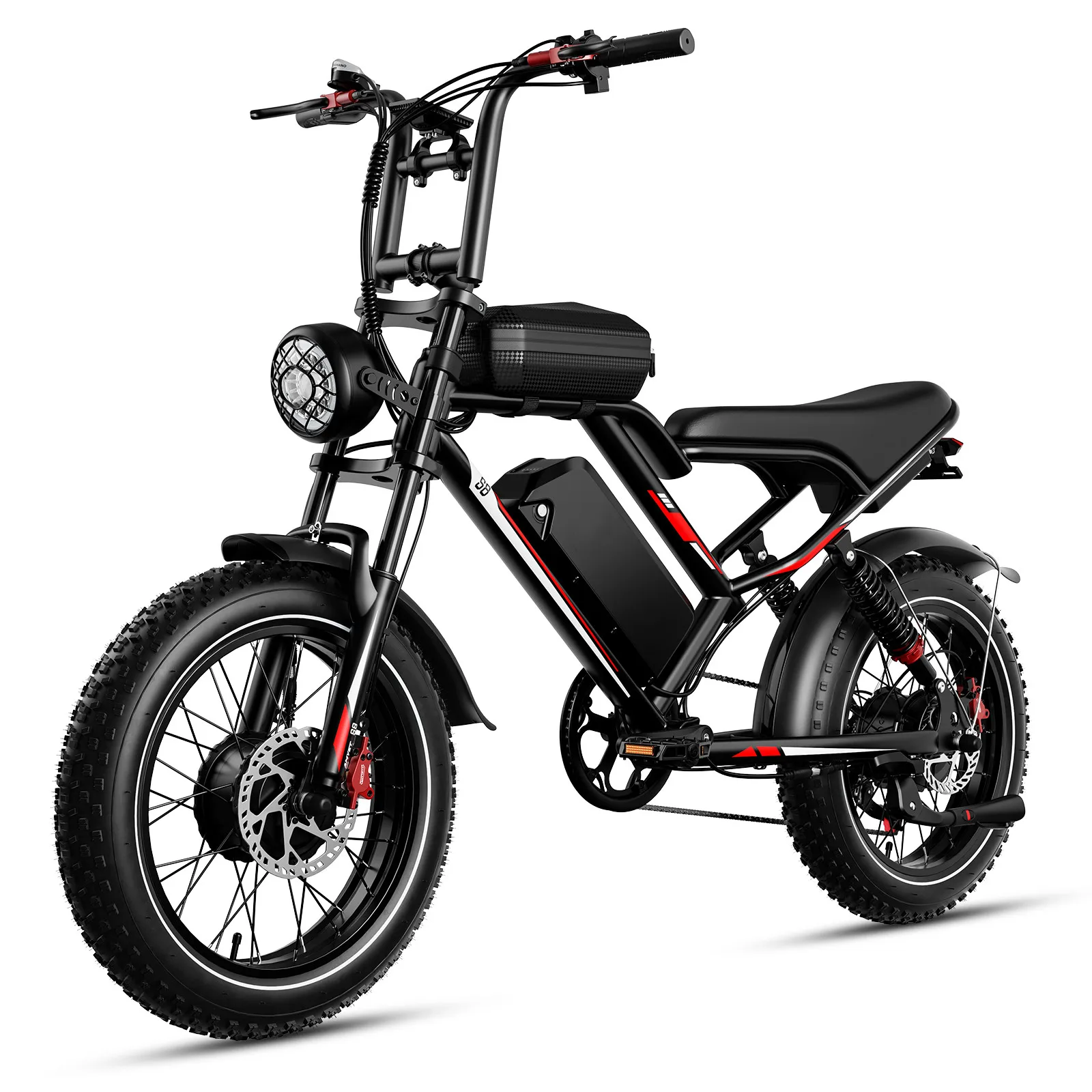 2000W Dual Front‑Rear Wheel Drive E‑Bike 20 Inch Fat Tire Off‑Road Electric Bicycle 48V 25Ah Hydraulic Brake Shimano 7‑Speed Front Rear Suspension view 7