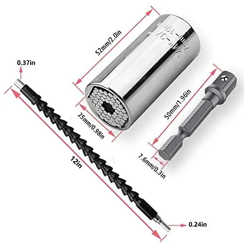 2 pcs Flexible Shaft Extension with Universal Socket Wrench and Screwdriver Extension Bits, for Home Improvement