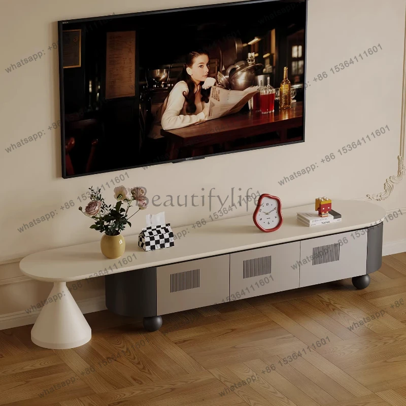 

French retractable TV cabinet living room home light luxury high-end creative TV cabinet