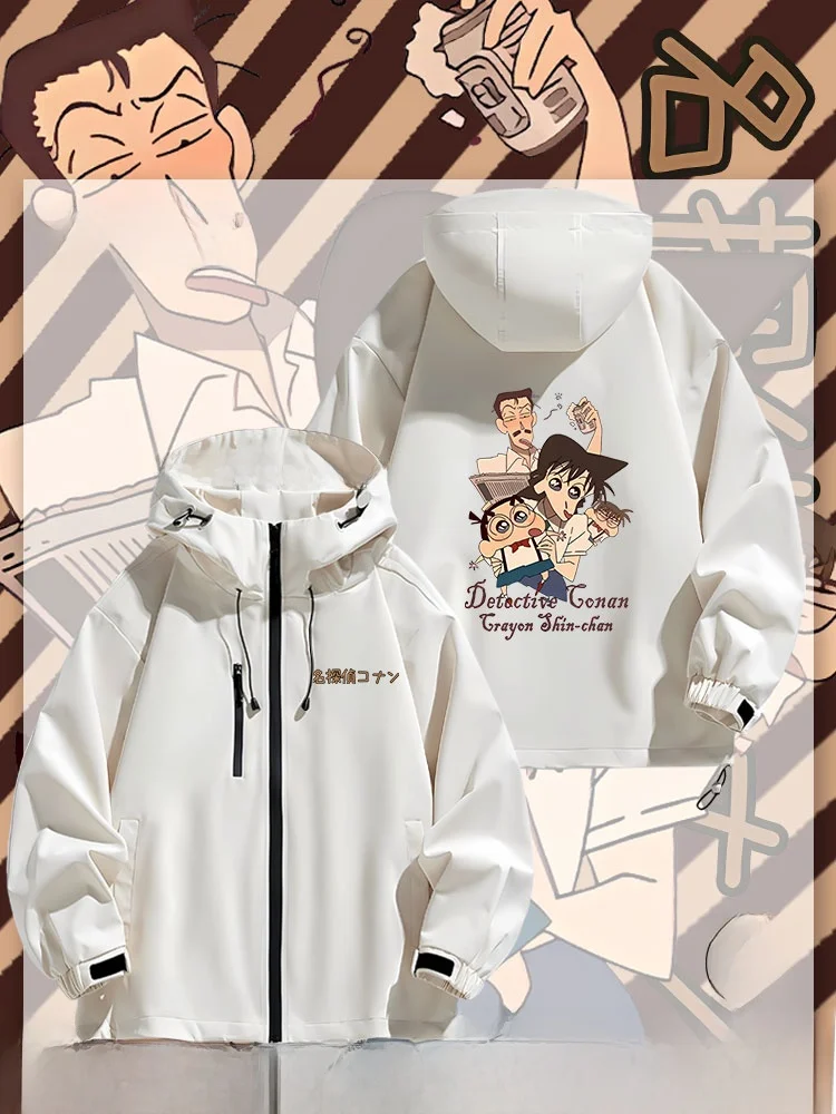 

Повседневная куртка с капюшоном и мультяшным принтом, водоотталкивающая, из полиэфирного волокна, с длинными рукавами, на молнии