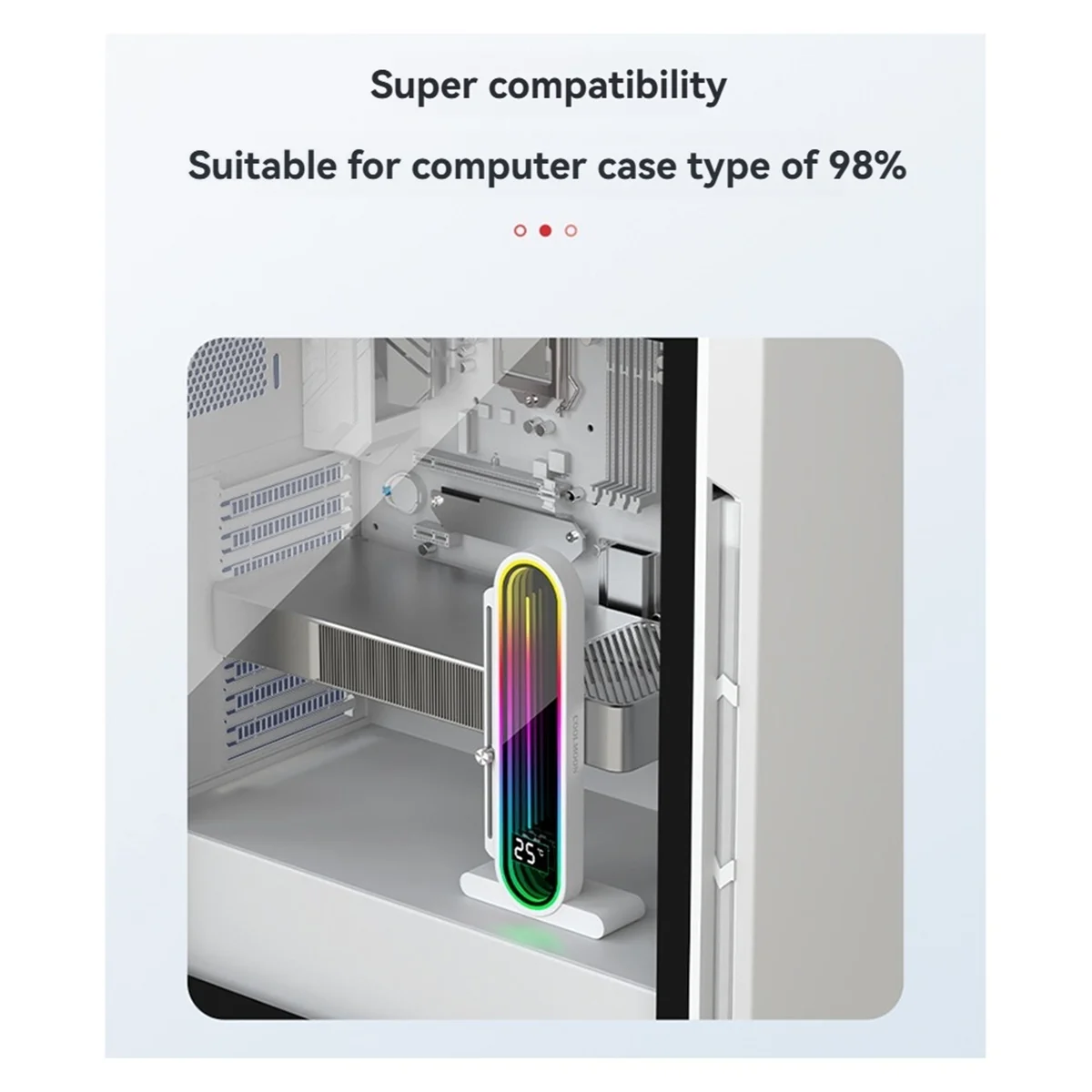 

#071N Graphics Card Anti-Sag Bracket with ARGB Sync, Temperature Display, Adjustable Height, 5V 3Pin B (White)