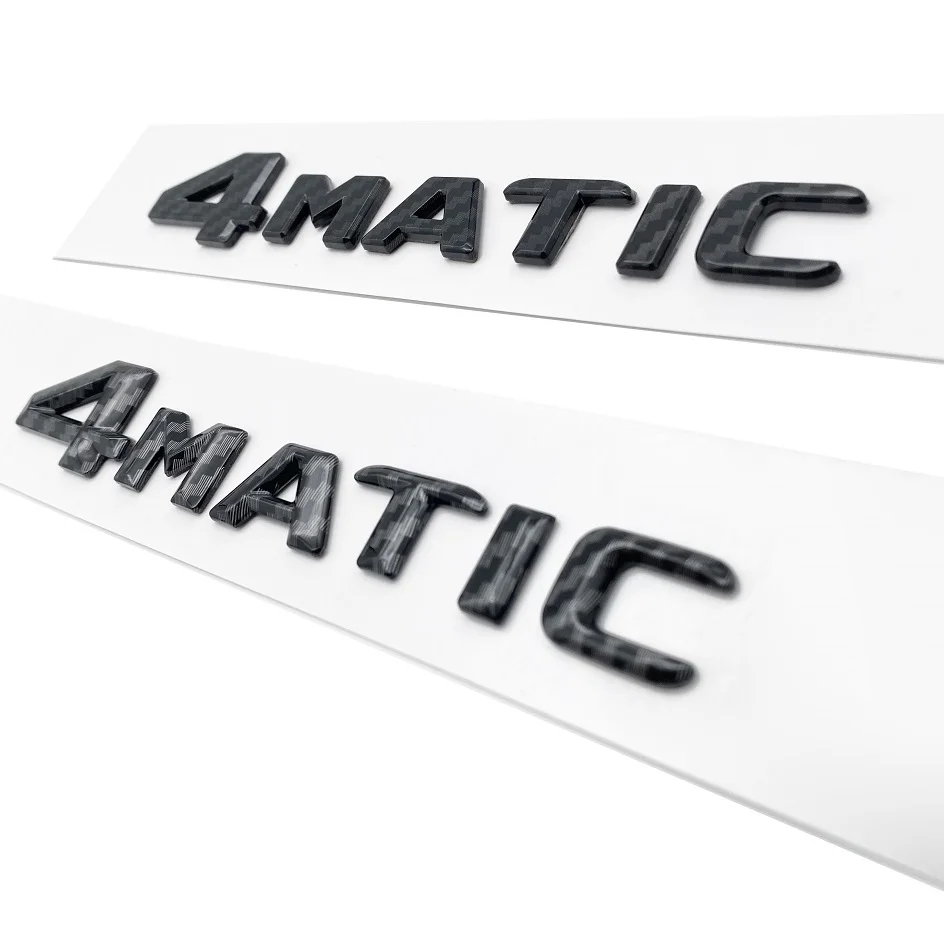 New ABS Letters Carbon Fiber Texture 4MATIC Badge Car Sticker for Mercedes Benz E G S GLC GLS Class Trunk Tail Decoration Emblem