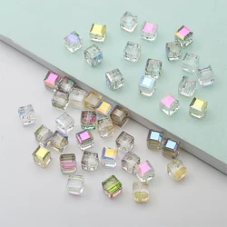 50Pcs 6mm 8mm New Color Faceted Crystal Glass Square Beads Cube Loose Beads For DIY Making Bracelets Jewelry Accessories