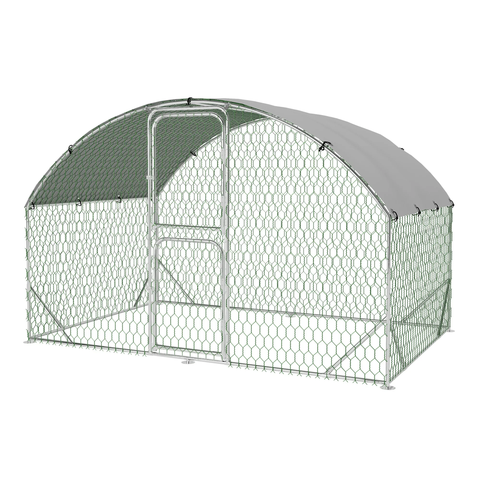 Large Metal Chicken Coop, Walk-In Poultry Cage, Chicken Run Pen House With Reinforcement & Waterproof & Anti-Ultraviolet Cover Chicken Coop Run With Double Lockable Doors for Outdoor