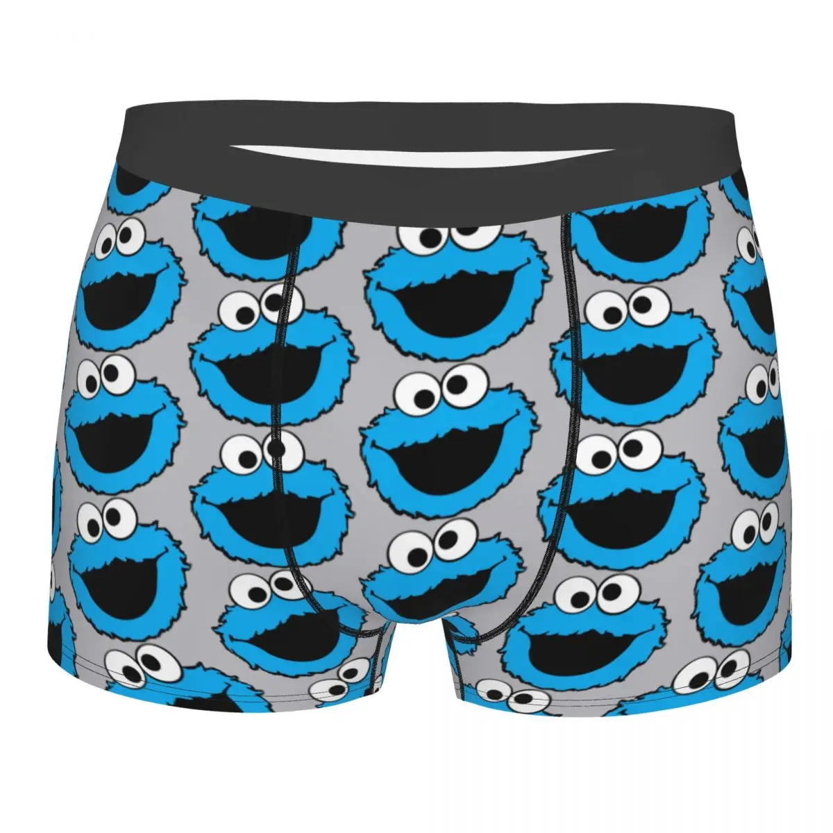 Custom Cookie Monster Face Cartoon Boxers Shorts Men\'s Sesame Street Briefs Underwear Novelty Underpants