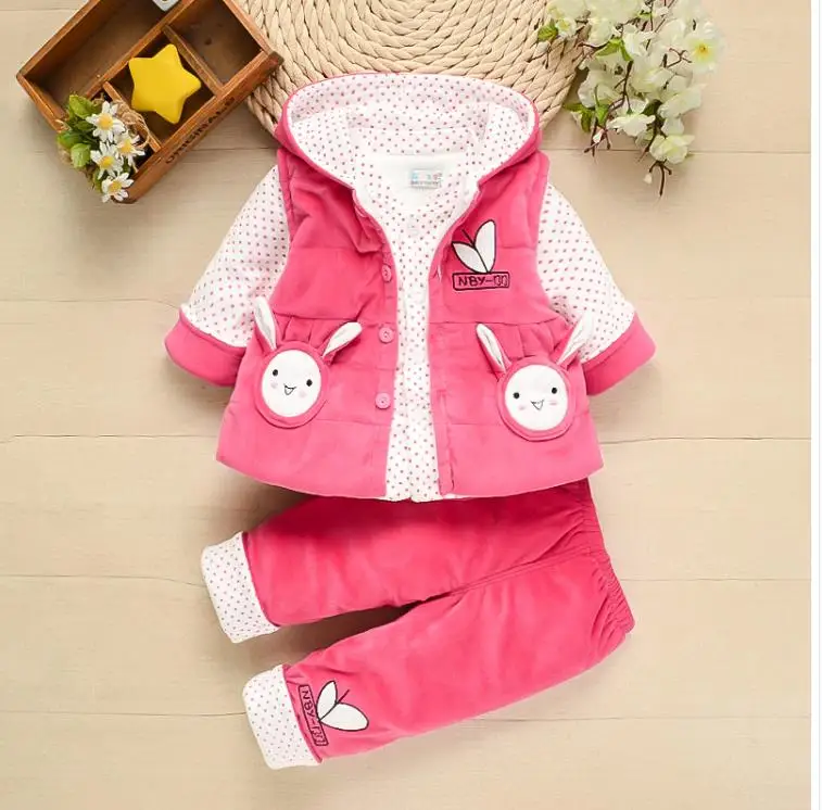 Thin cotton cute baby girl three-piece set 3