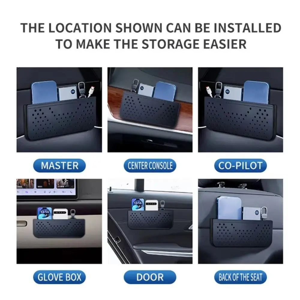 

Paste Type Car Mesh Storage Bag Scratch Resistant PU Leather Multi-Functional Hanging Bag High-end Durable Car Sundries Box