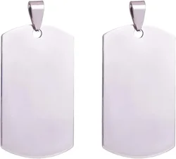 20PCS 1.6x1 Inch Stainless Steel Stamping Blanks Dog Tag Pendants with Snaps for Jewelry Making Pet ID Name Tags Handicrafts