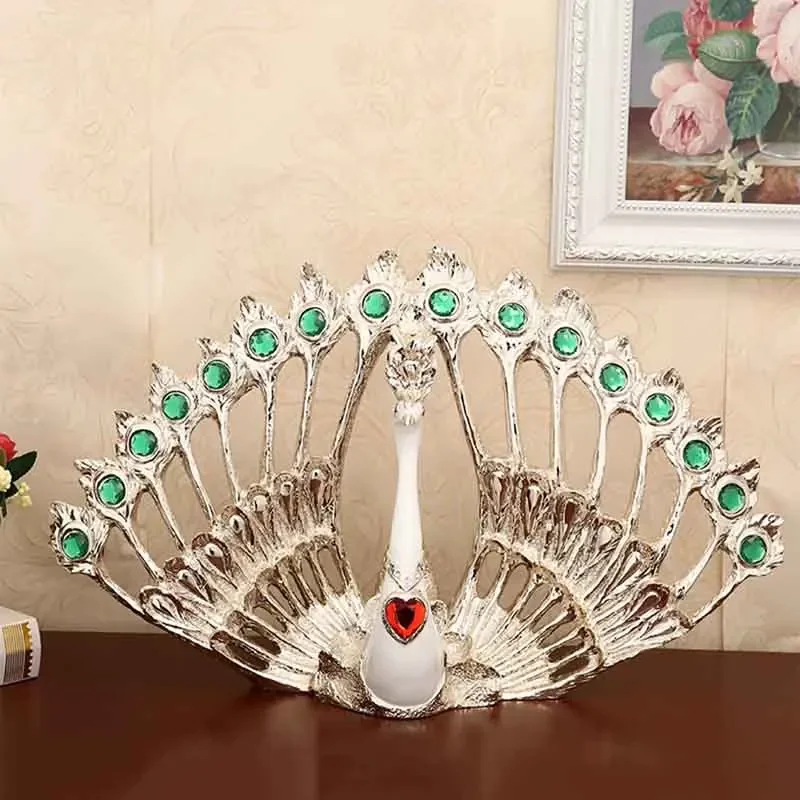 Peacock Opening Screen Sculpture, Nordic Room Decor, Animal Statue, Artwork, Home Living Room Showcase Craft Ornaments Gifts