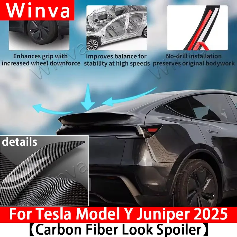 

Для Tesla Model Y Juniper 2025-2026: Высокопроизводительный спойлер на багажник, матовый ABS с карбоновым узором, аксессуары для тюнинга автомобиля