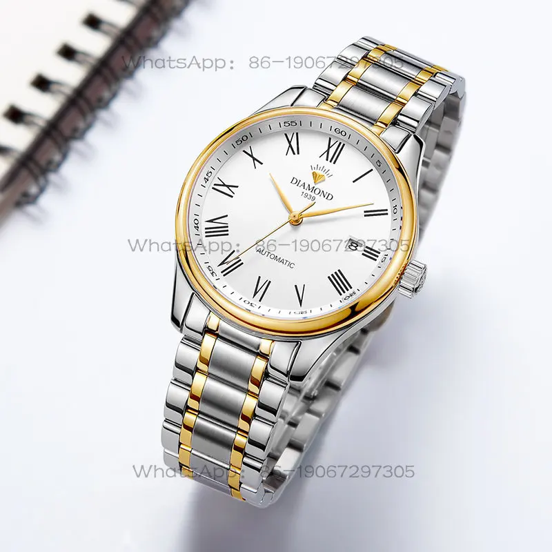 

Shanghai Diamond Watch Men's Automatic Mechanical Watch Waterproof Diamond-set 8040 Official Genuine Business Fashion
