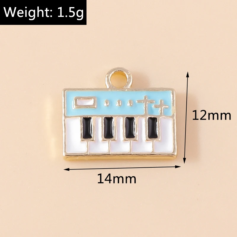 20pcs 14x12mm Cute Enamel Music Piano Keyboard Charms Pendants for Jewelry Making Drop Earrings Necklaces DIY Crafts Accessories