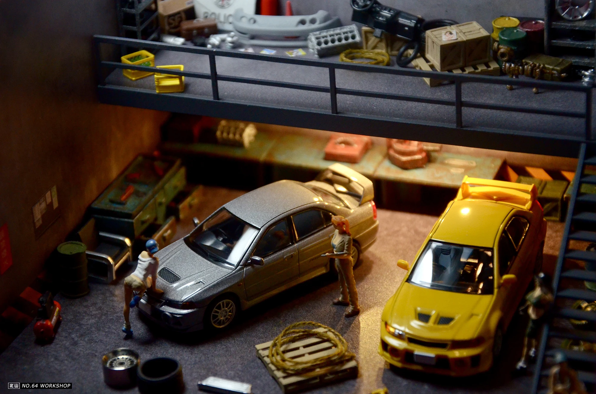 1/64 Scene Assembly Garage Display Model No. 4 Double Garage No. 2 Four-Car Convenience Store No. 5 Goddess Garage