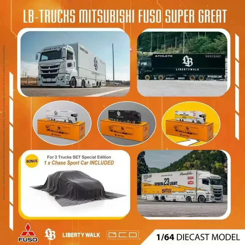 GCD 1:64 FUSO silueta LBWK Mitsubishi motores Lightning Wing camión simulación aleación Die-cast coche modelo colección regalo juguete