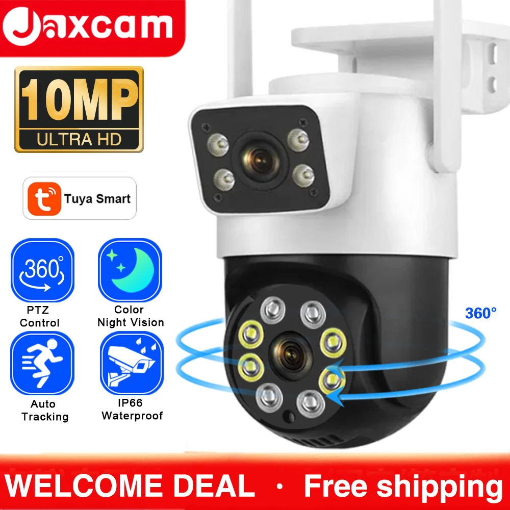 

10MP 5K PTZ WiFi IP Camera Security Protection Dual Lens Screen Color Night Vision Auto Track CCTV Surveillance Cam Tuya Smart