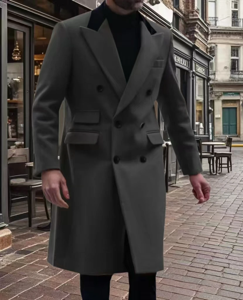 

Three Buckle Long Sleeve Gun Lapel Blazer - Fitted Raised Collar Business Coat for Ceremonies Customized on Demand