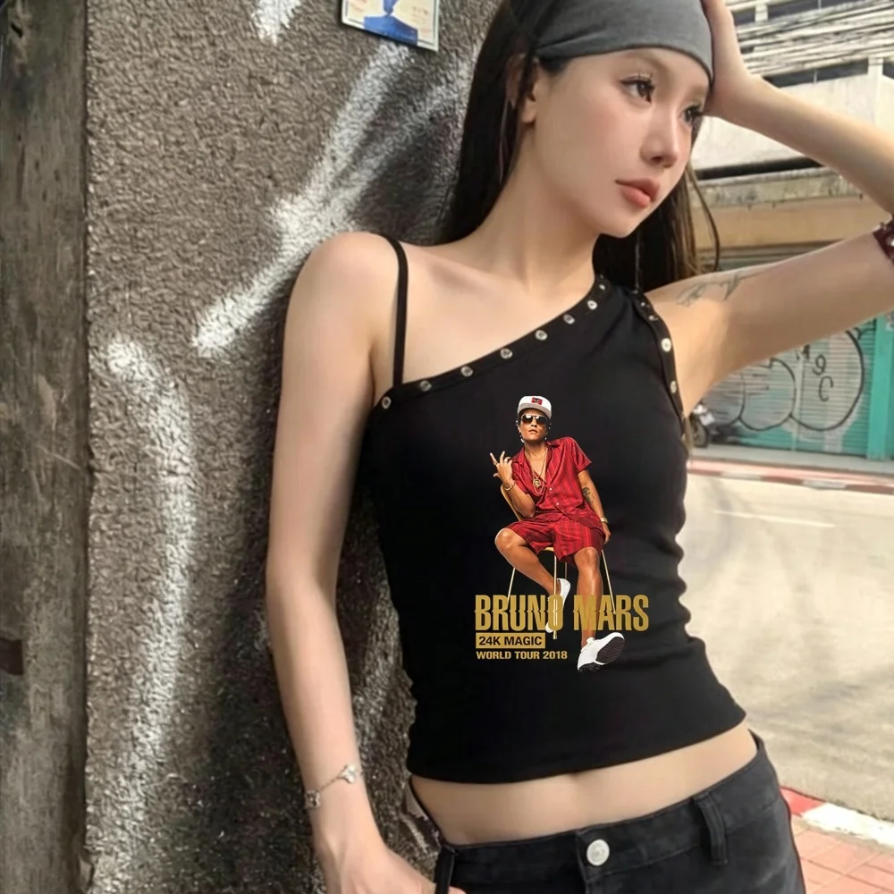 Bruno Mars cropped top female funny streetwear cute summer manga shirt emo funny gothic y2k alternative